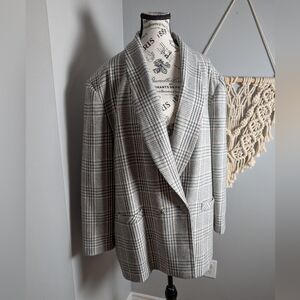 VINTAGE TANJAY Plaid Wool Blend Blazer Coat Jacket Size 24